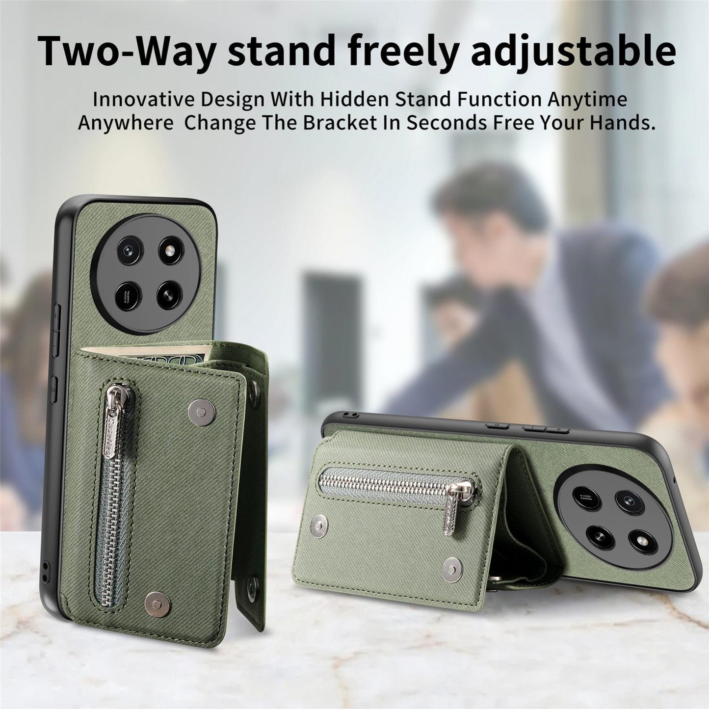 For Honor X80 Pro Max 5G Twill Fabric D Buckle Wallet Magnetic Card Bag Back Phone Case(Green)