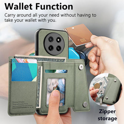 For Honor X80 Pro Max 5G Twill Fabric D Buckle Wallet Magnetic Card Bag Back Phone Case(Green)