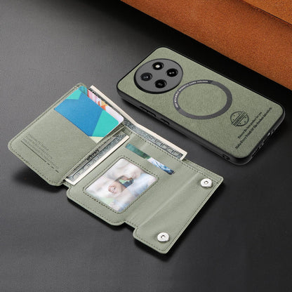 For Honor X80 Pro Max 5G Twill Fabric D Buckle Wallet Magnetic Card Bag Back Phone Case(Green)