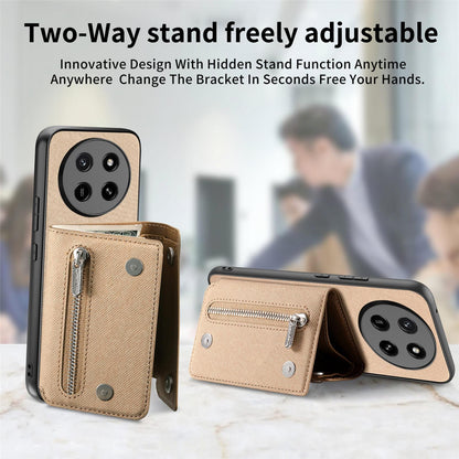 For Honor X80 Pro Max 5G Twill Fabric D Buckle Wallet Magnetic Card Bag Back Phone Case(Khaki)