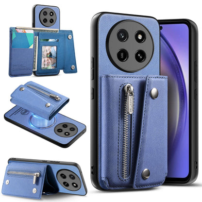 For Honor X80 Pro Max 5G Twill Fabric D Buckle Wallet Magnetic Card Bag Back Phone Case(Blue)
