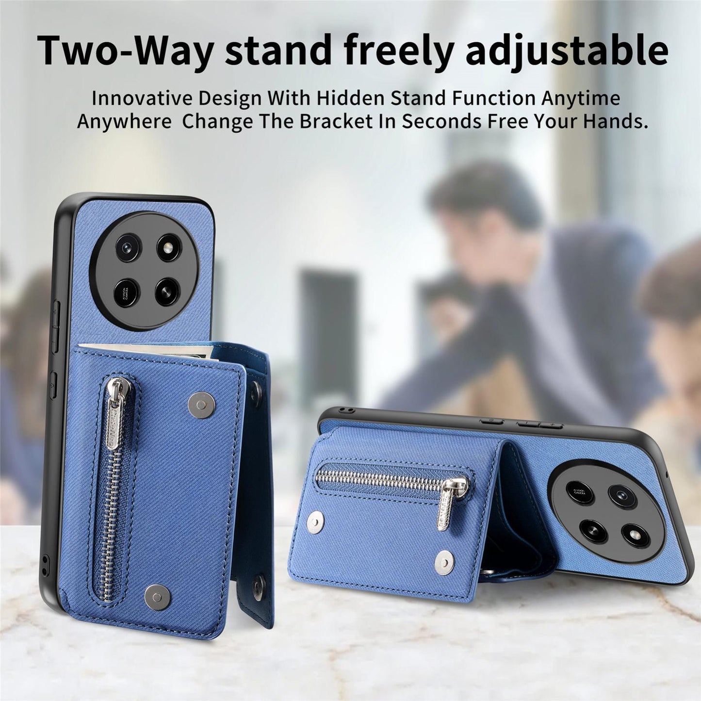 For Honor X80 Pro Max 5G Twill Fabric D Buckle Wallet Magnetic Card Bag Back Phone Case(Blue)