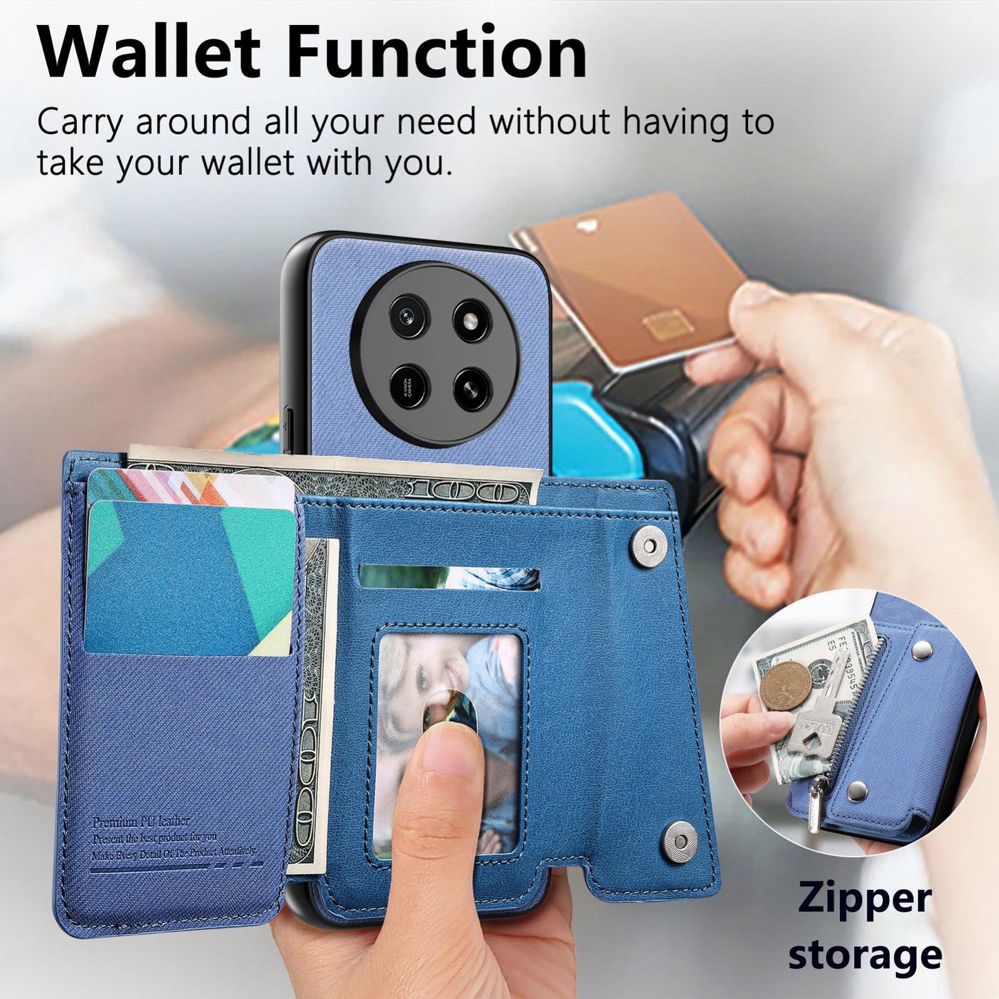 For Honor X80 Pro Max 5G Twill Fabric D Buckle Wallet Magnetic Card Bag Back Phone Case(Blue)