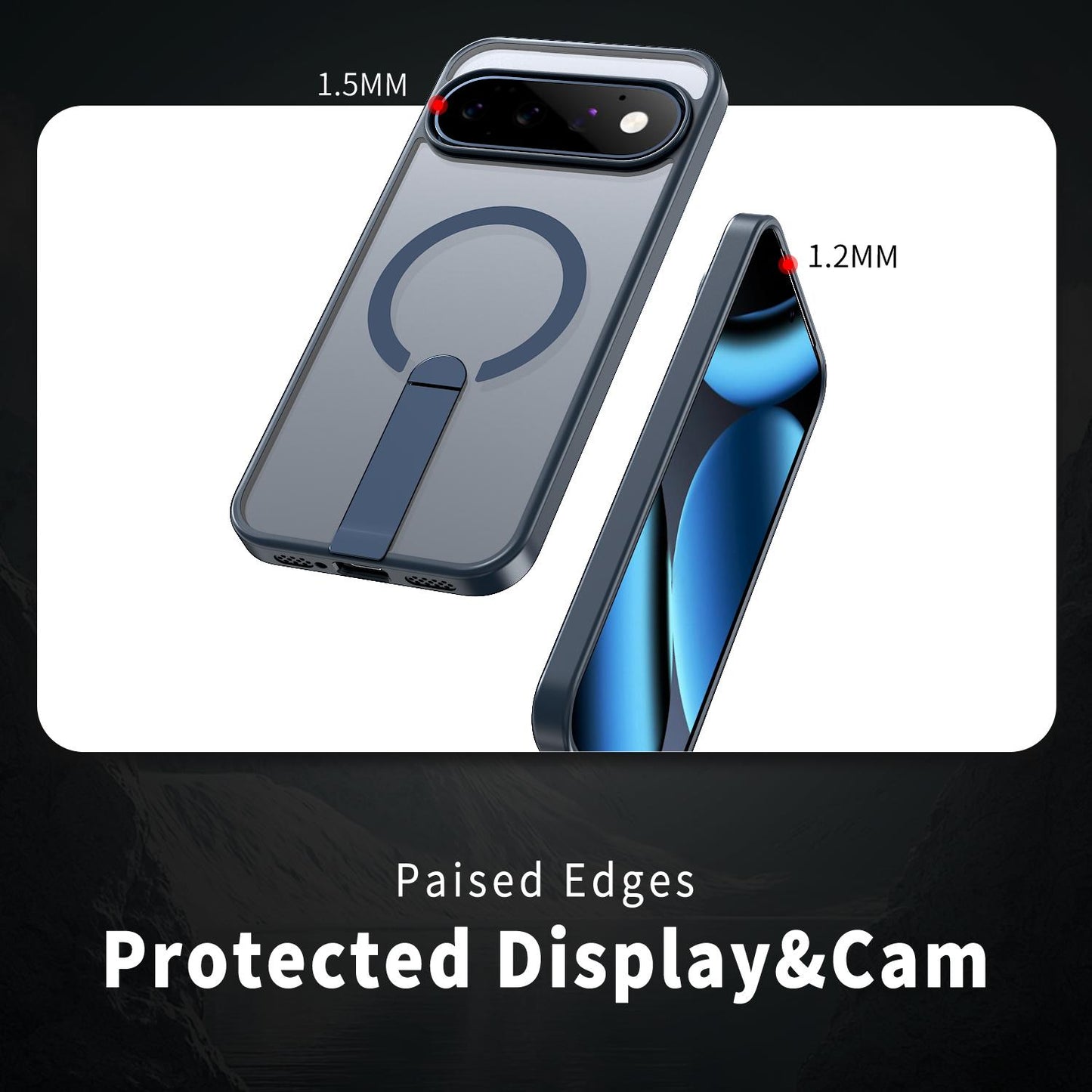 For Google Pixel 11 Pro XL Kalebol Star Shine Skin Feel MagSafe Phone Case with Straight Fold Holder(Blue)