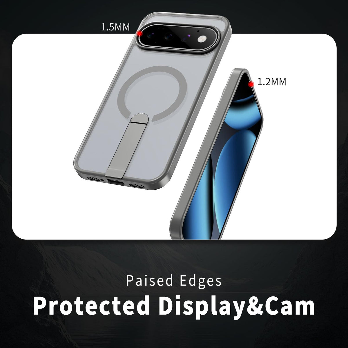 For Google Pixel 11 Pro XL Kalebol Star Shine Skin Feel MagSafe Phone Case with Straight Fold Holder - Titanium Gray - SYA003446501D