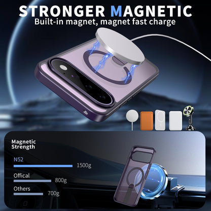 For Google Pixel 11 Pro XL Kalebol Star Shine Skin Feel MagSafe Phone Case with Straight Fold Holder(Purple)