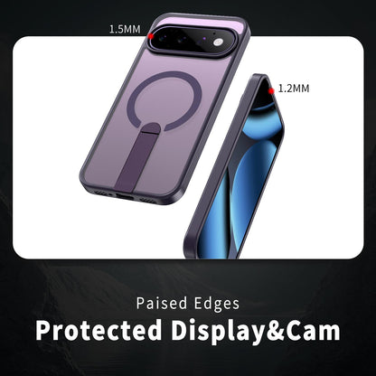 For Google Pixel 11 Pro XL Kalebol Star Shine Skin Feel MagSafe Phone Case with Straight Fold Holder(Purple)