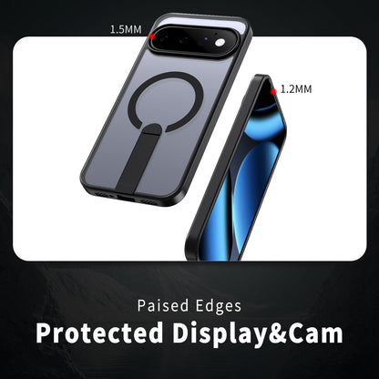For Google Pixel 11 Pro Kalebol Star Shine Skin Feel MagSafe Phone Case with Straight Fold Holder(Black)