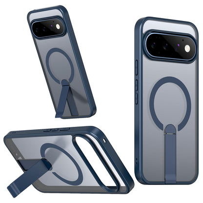 For Google Pixel 11 Pro Kalebol Star Shine Skin Feel MagSafe Phone Case with Straight Fold Holder(Blue)