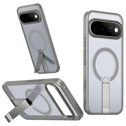 For Google Pixel 11 Pro Kalebol Star Shine Skin Feel MagSafe Phone Case with Straight Fold Holder(Titanium Gray)