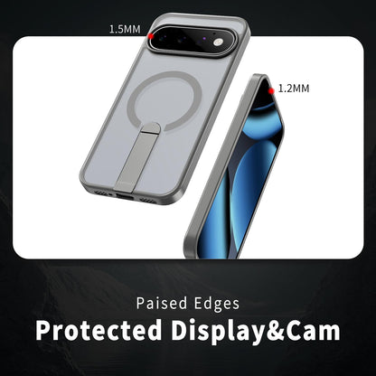 For Google Pixel 11 Pro Kalebol Star Shine Skin Feel MagSafe Phone Case with Straight Fold Holder(Titanium Gray)
