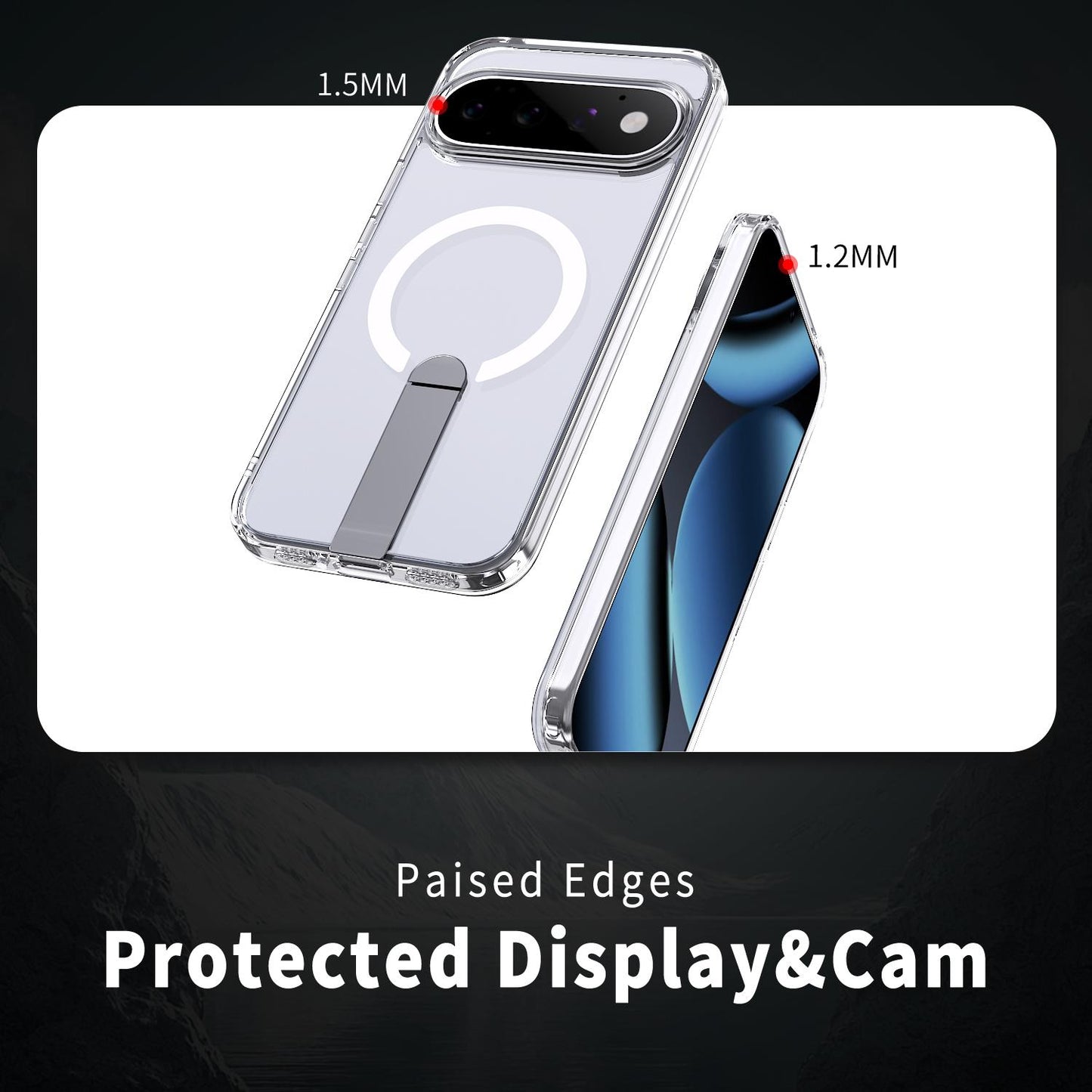 For Google Pixel 11 Kalebol Star Shine Skin Feel MagSafe Phone Case with Straight Fold Holder(Transparent)