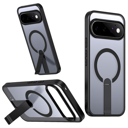 For Google Pixel 11 Kalebol Star Shine Skin Feel MagSafe Phone Case with Straight Fold Holder(Black)