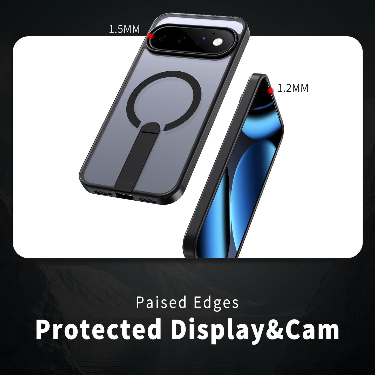 For Google Pixel 11 Kalebol Star Shine Skin Feel MagSafe Phone Case with Straight Fold Holder(Black)