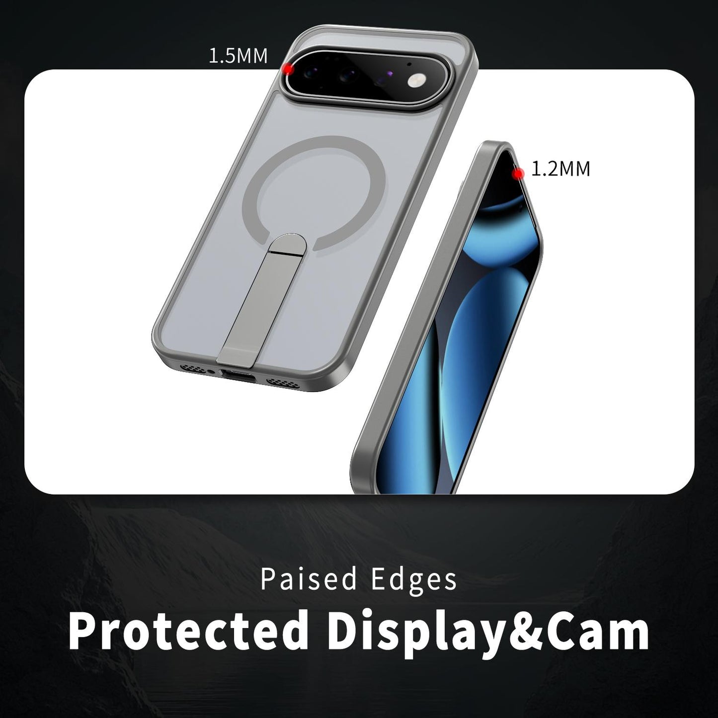 For Google Pixel 11 Kalebol Star Shine Skin Feel MagSafe Phone Case with Straight Fold Holder(Titanium Gray)