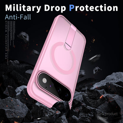 For Google Pixel 11 Kalebol Star Shine Skin Feel MagSafe Phone Case with Straight Fold Holder(Cherry Blossom Pink)