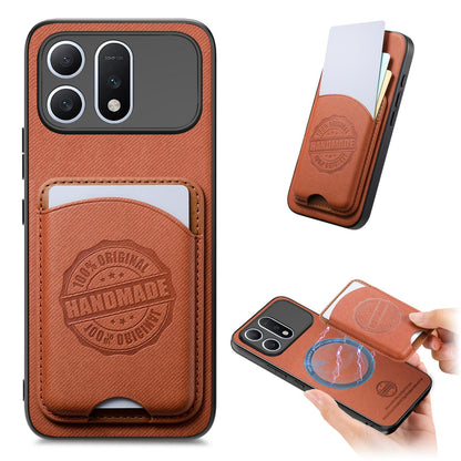 For Honor Win Turbo 5G Twill Fabric Leather-Skin Magnetic Card Bag Phone Case(Brown)