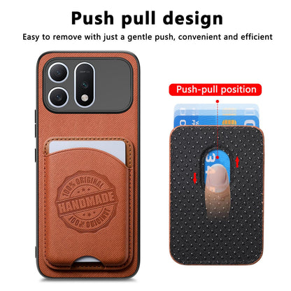 For Honor Win Turbo 5G Twill Fabric Leather-Skin Magnetic Card Bag Phone Case(Brown)