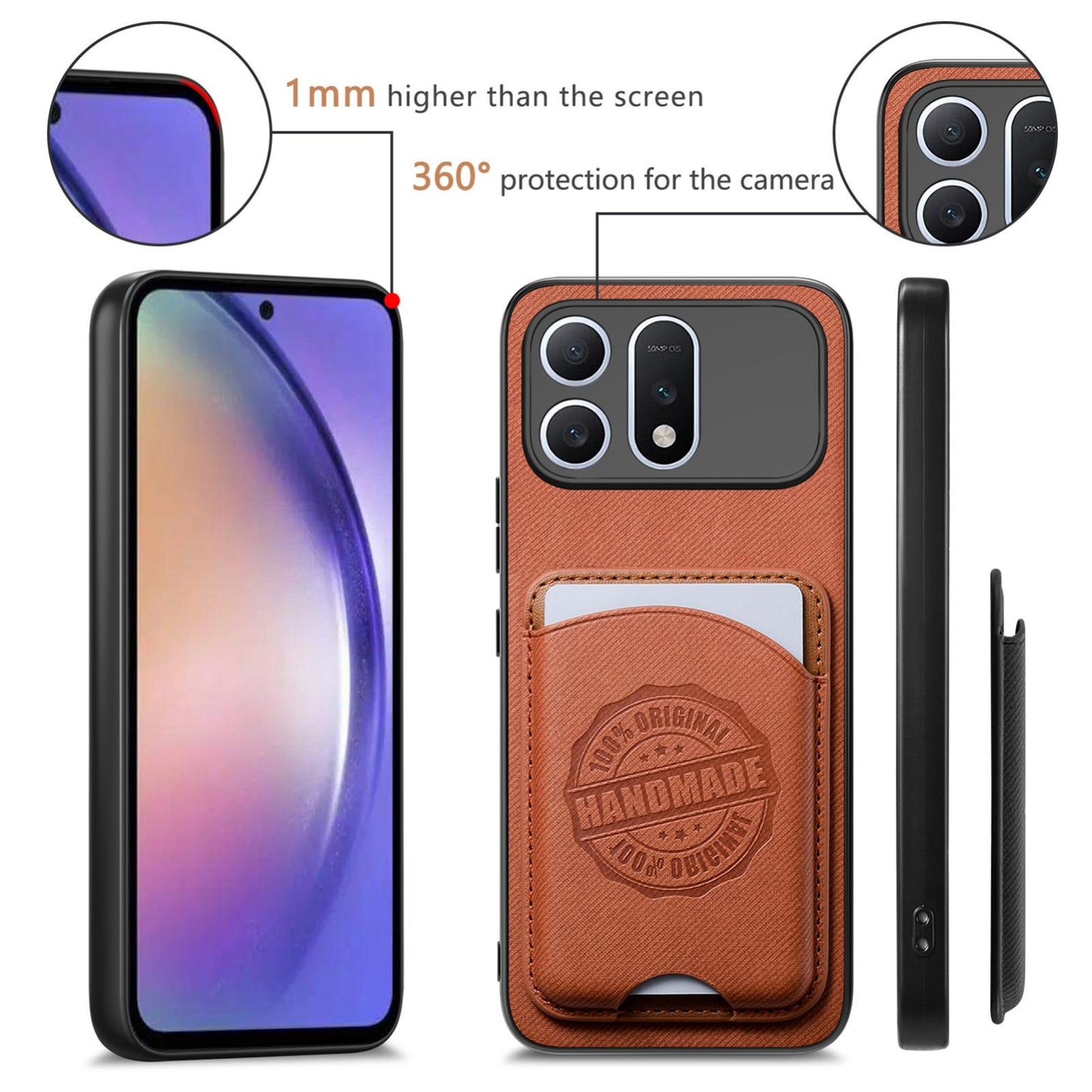 For Honor Win Turbo 5G Twill Fabric Leather-Skin Magnetic Card Bag Phone Case(Brown)