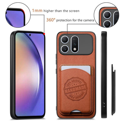 For Honor Win Turbo 5G Twill Fabric Leather-Skin Magnetic Card Bag Phone Case(Brown)