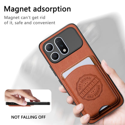 For Honor Win Turbo 5G Twill Fabric Leather-Skin Magnetic Card Bag Phone Case(Brown)