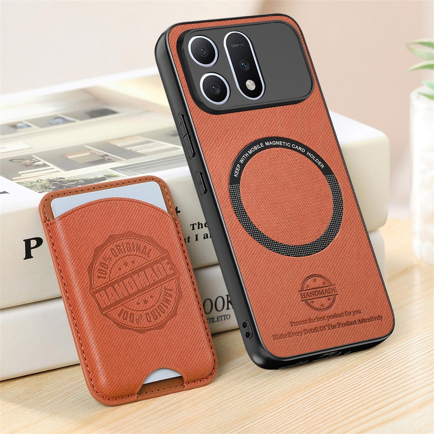 For Honor Win Turbo 5G Twill Fabric Leather-Skin Magnetic Card Bag Phone Case(Brown)