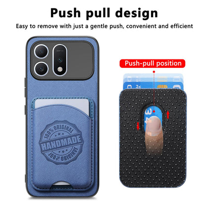 For Honor Win Turbo 5G Twill Fabric Leather-Skin Magnetic Card Bag Phone Case(Blue)