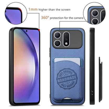 For Honor Win Turbo 5G Twill Fabric Leather-Skin Magnetic Card Bag Phone Case(Blue)