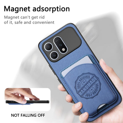 For Honor Win Turbo 5G Twill Fabric Leather-Skin Magnetic Card Bag Phone Case(Blue)