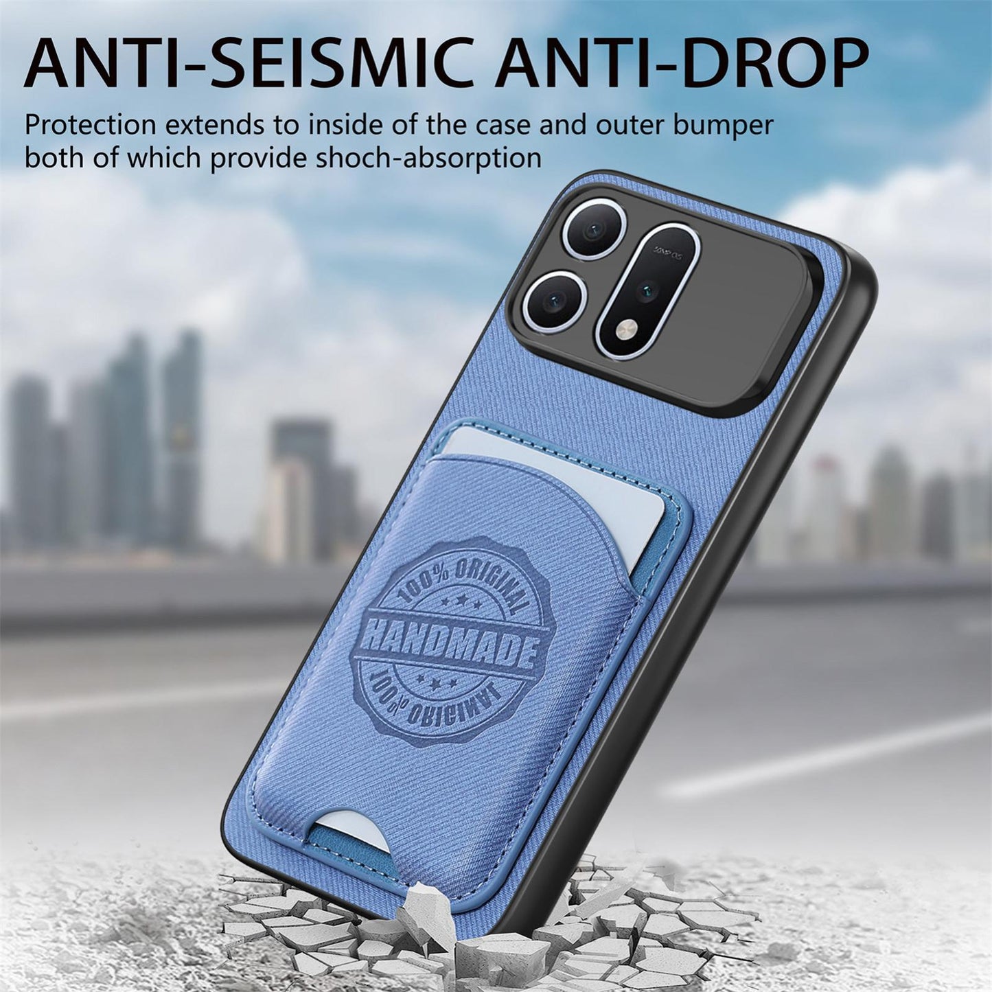 For Honor Win Turbo 5G Twill Fabric Leather-Skin Magnetic Card Bag Phone Case(Blue)