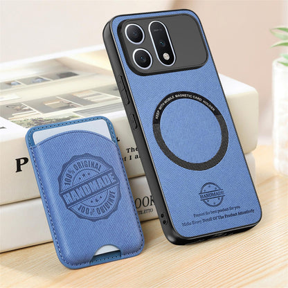 For Honor Win Turbo 5G Twill Fabric Leather-Skin Magnetic Card Bag Phone Case(Blue)