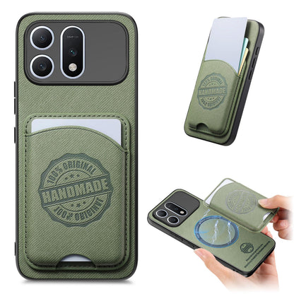 For Honor Win Turbo 5G Twill Fabric Leather-Skin Magnetic Card Bag Phone Case(Green)