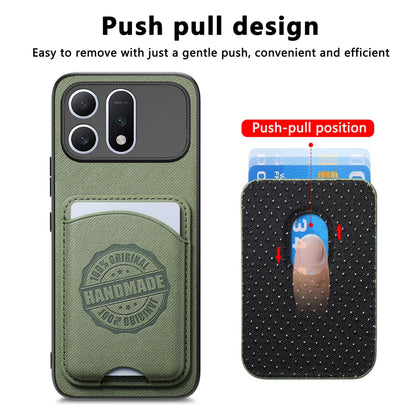 For Honor Win Turbo 5G Twill Fabric Leather-Skin Magnetic Card Bag Phone Case(Green)