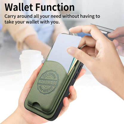 For Honor Win Turbo 5G Twill Fabric Leather-Skin Magnetic Card Bag Phone Case(Green)