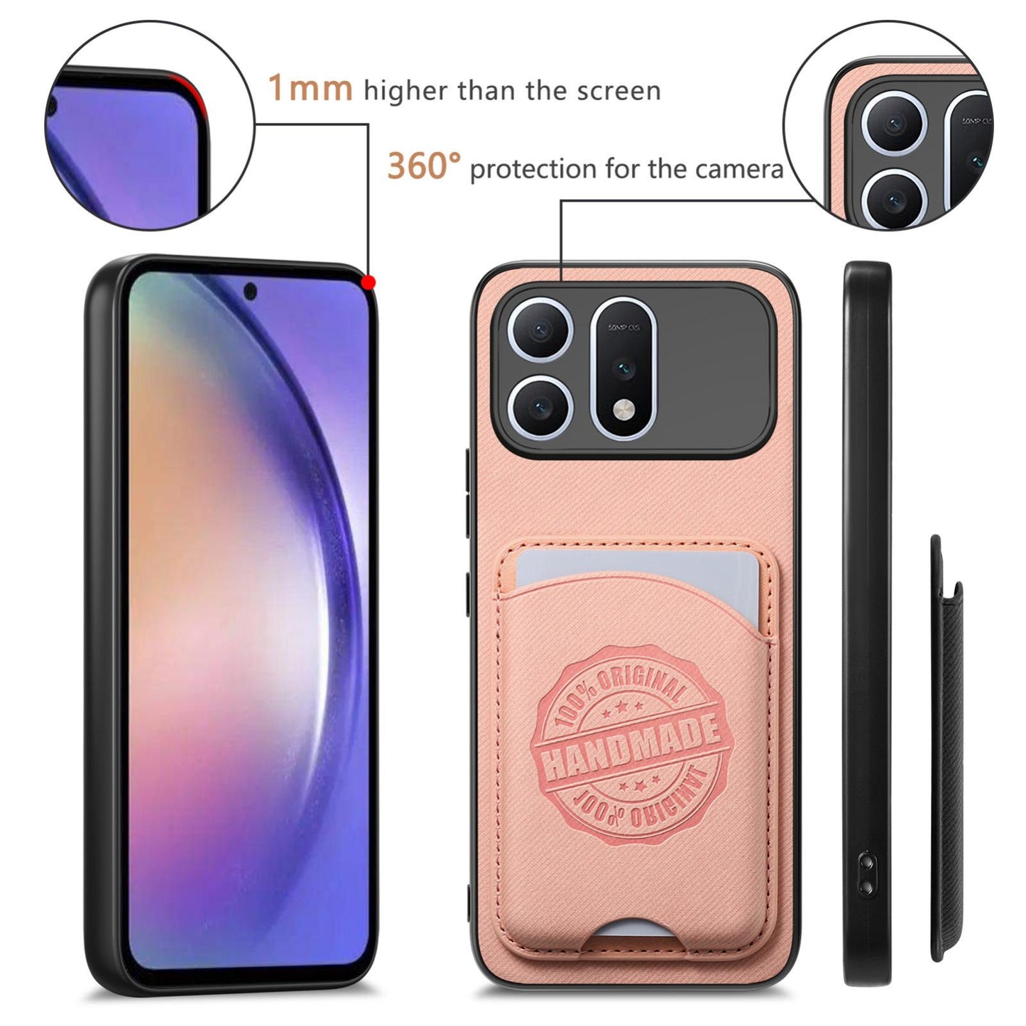 For Honor Win Turbo 5G Twill Fabric Leather-Skin Magnetic Card Bag Phone Case(Pink)