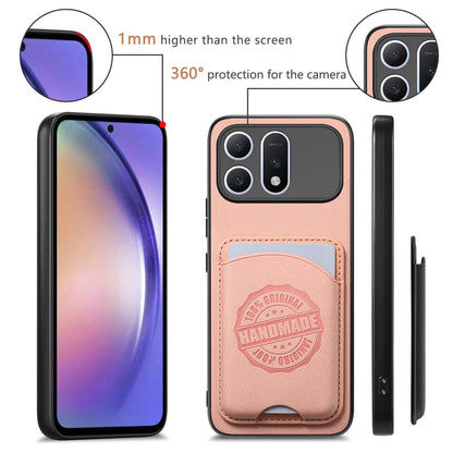For Honor Win Turbo 5G Twill Fabric Leather-Skin Magnetic Card Bag Phone Case(Pink)