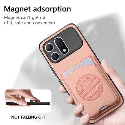 For Honor Win Turbo 5G Twill Fabric Leather-Skin Magnetic Card Bag Phone Case(Pink)