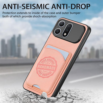 For Honor Win Turbo 5G Twill Fabric Leather-Skin Magnetic Card Bag Phone Case(Pink)