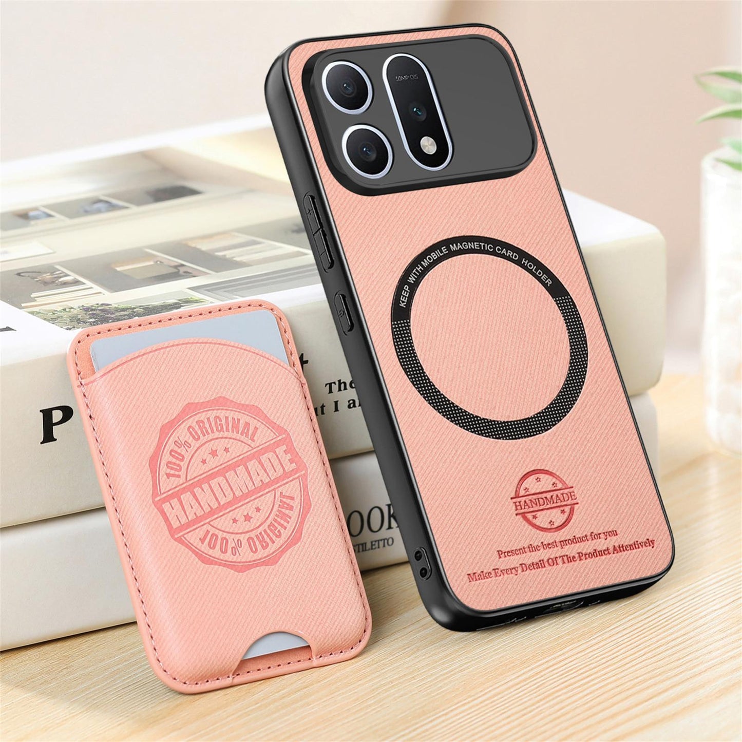 For Honor Win Turbo 5G Twill Fabric Leather-Skin Magnetic Card Bag Phone Case(Pink)