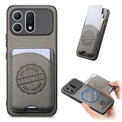 For Honor Win Turbo 5G Twill Fabric Leather-Skin Magnetic Card Bag Phone Case(Gray)
