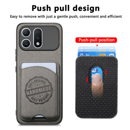 For Honor Win Turbo 5G Twill Fabric Leather-Skin Magnetic Card Bag Phone Case(Gray)