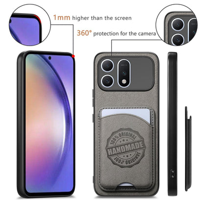 For Honor Win Turbo 5G Twill Fabric Leather-Skin Magnetic Card Bag Phone Case(Gray)
