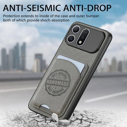 For Honor Win Turbo 5G Twill Fabric Leather-Skin Magnetic Card Bag Phone Case(Gray)