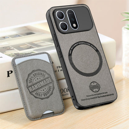 For Honor Win Turbo 5G Twill Fabric Leather-Skin Magnetic Card Bag Phone Case(Gray)