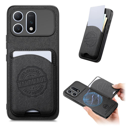 For Honor Win Turbo 5G Twill Fabric Leather-Skin Magnetic Card Bag Phone Case(Black)