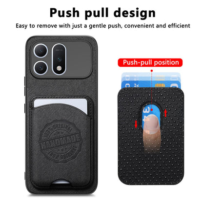 For Honor Win Turbo 5G Twill Fabric Leather-Skin Magnetic Card Bag Phone Case(Black)