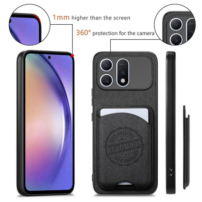 For Honor Win Turbo 5G Twill Fabric Leather-Skin Magnetic Card Bag Phone Case(Black)