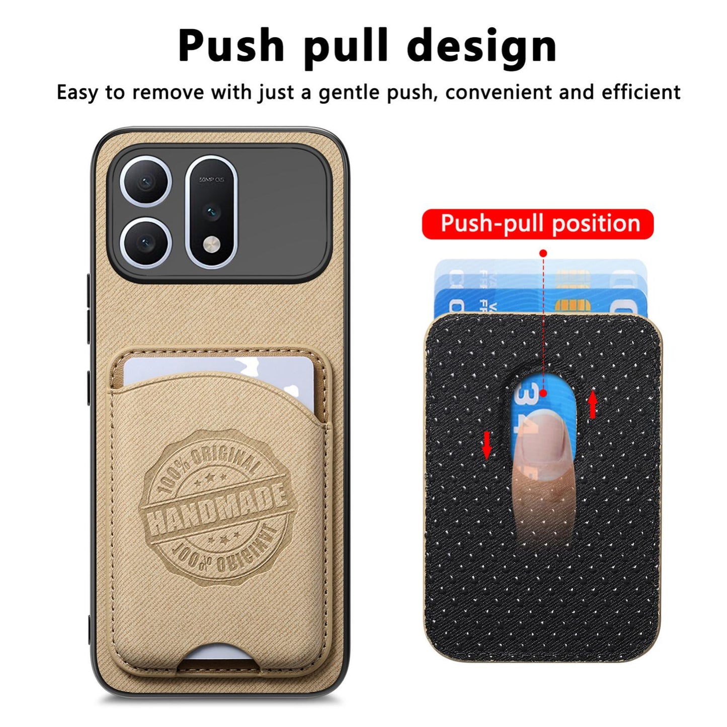 For Honor Win Turbo 5G Twill Fabric Leather-Skin Magnetic Card Bag Phone Case(Khaki)