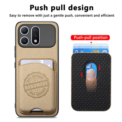 For Honor Win Turbo 5G Twill Fabric Leather-Skin Magnetic Card Bag Phone Case(Khaki)