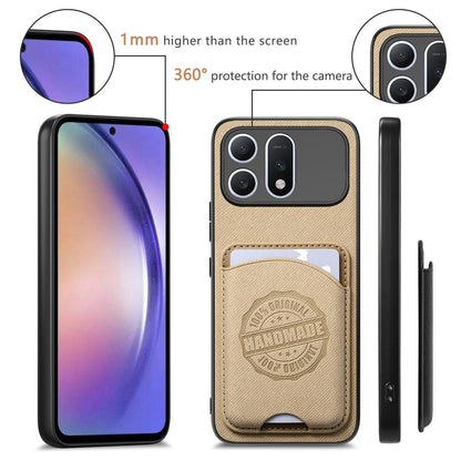 For Honor Win Turbo 5G Twill Fabric Leather-Skin Magnetic Card Bag Phone Case(Khaki)